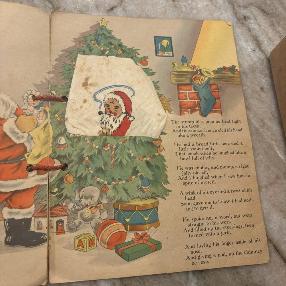 Antique Santa Claus Cover THE NIGHT BEFORE CHRISTMAS HANKIES 1941 Ephemera